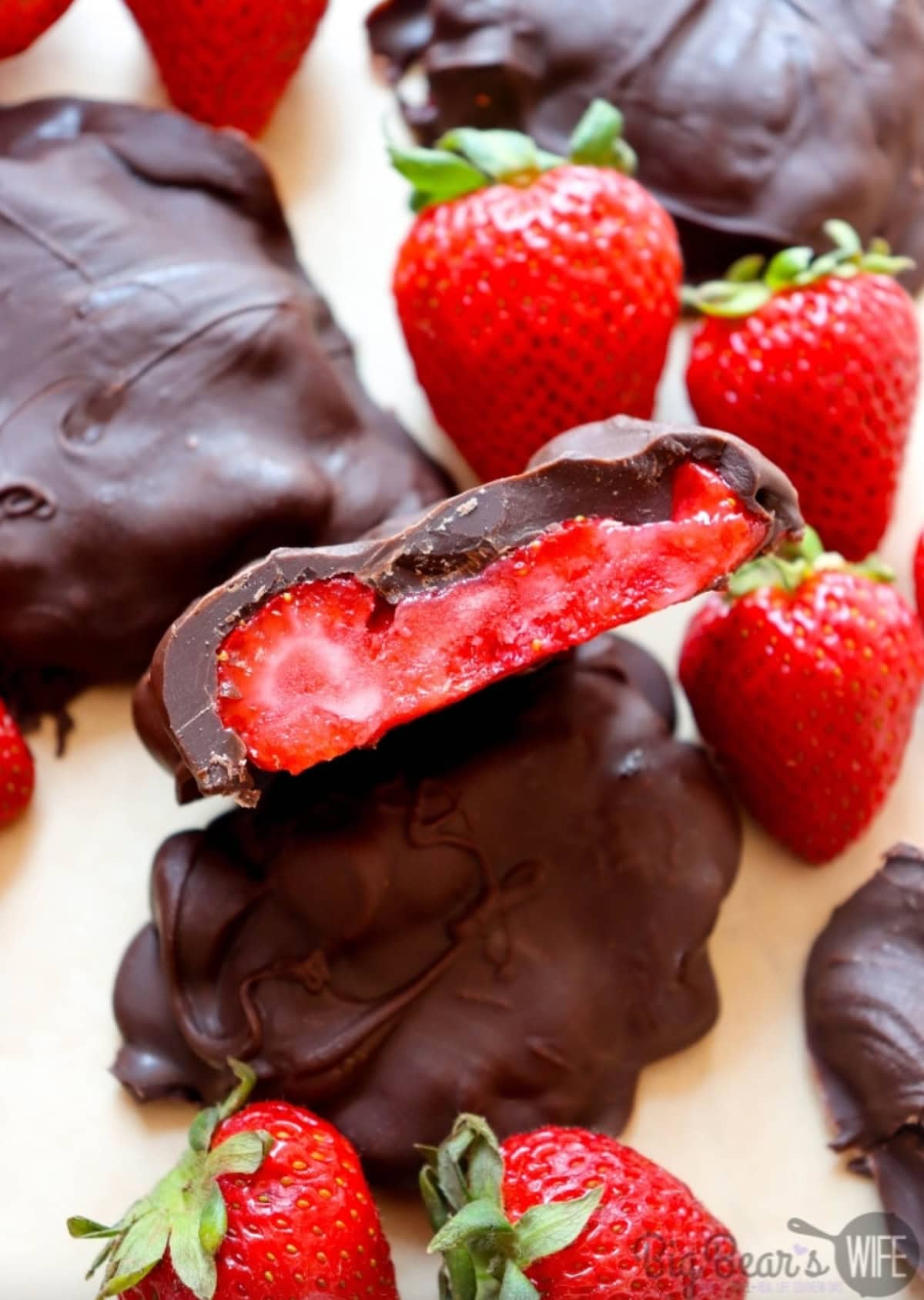 frozen chocolate covered strawberry bites