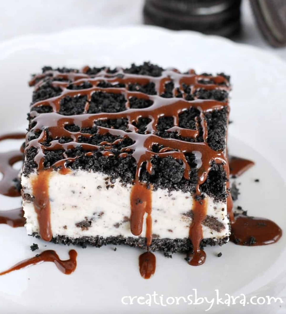 slice of frozen oreo ice cream dessert