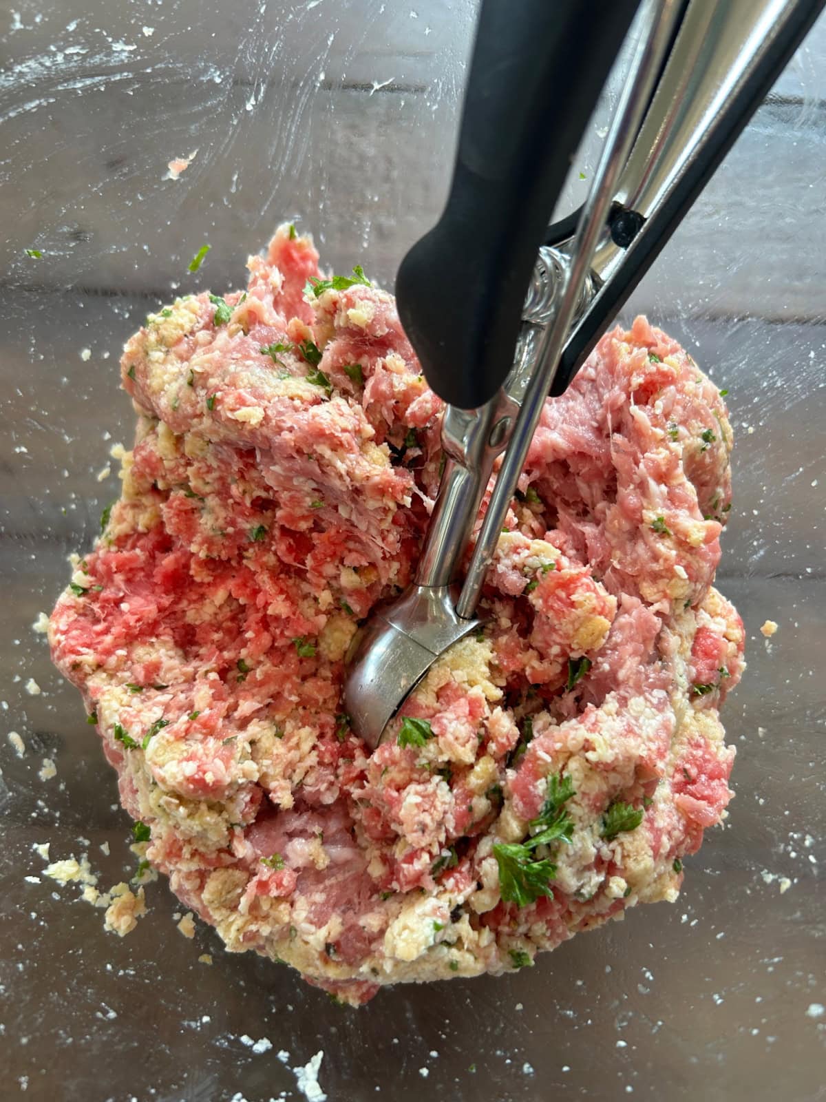 meatball mix with scoop