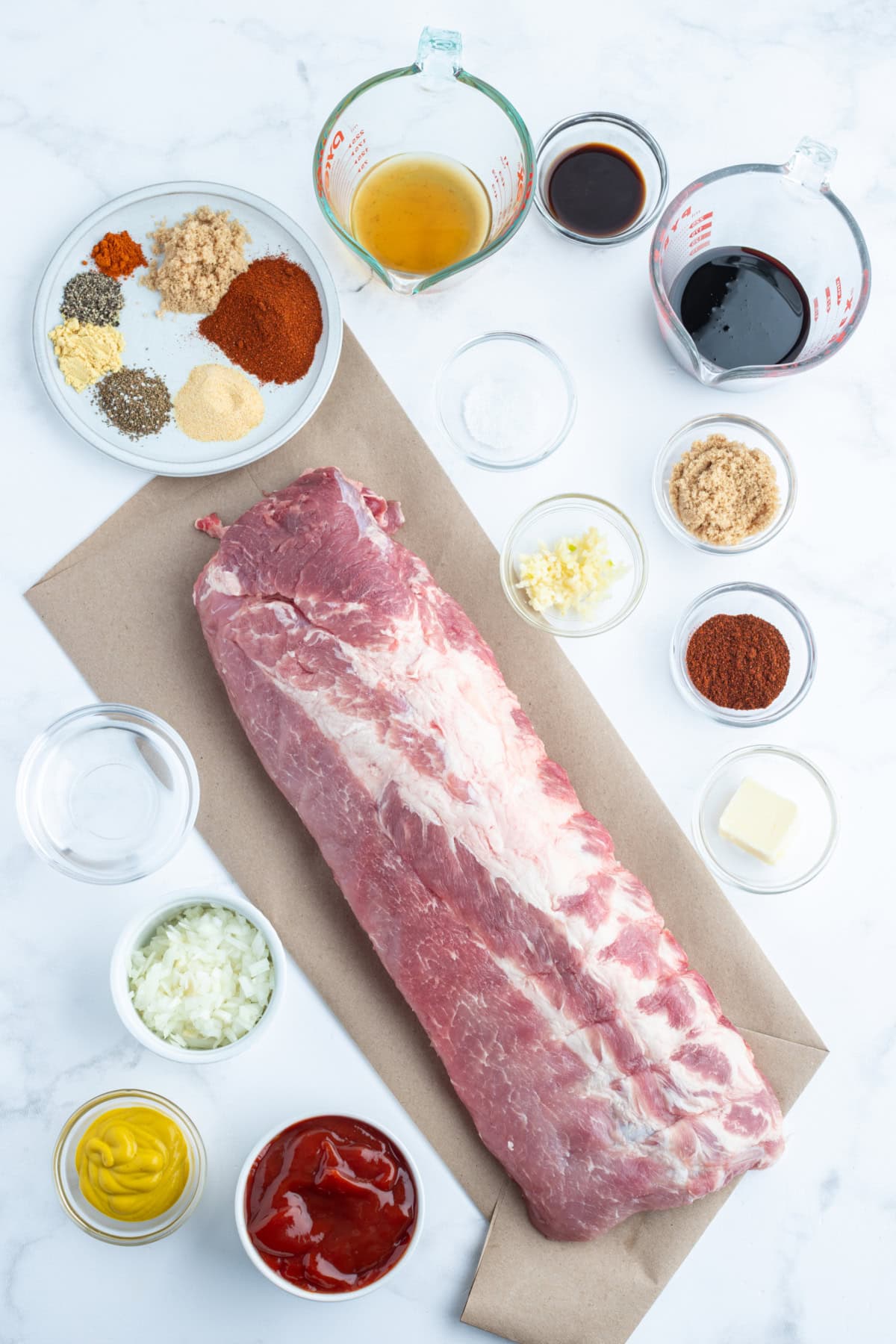 ingredients displayed for making kansas city style ribs