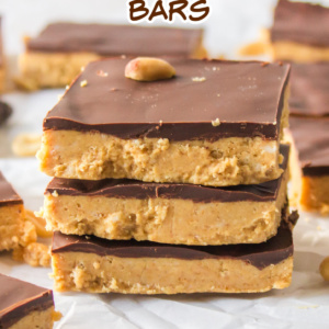 pinterest image for no bake peanut butter bars