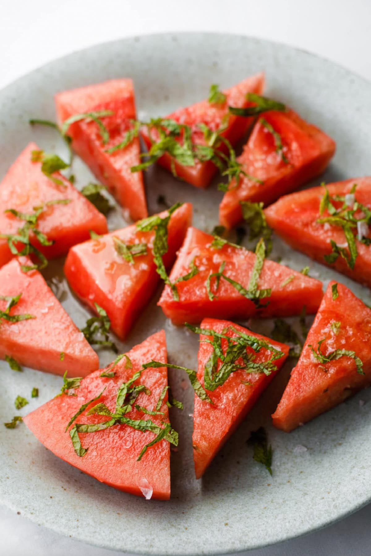 salted watermelon with honey and mint