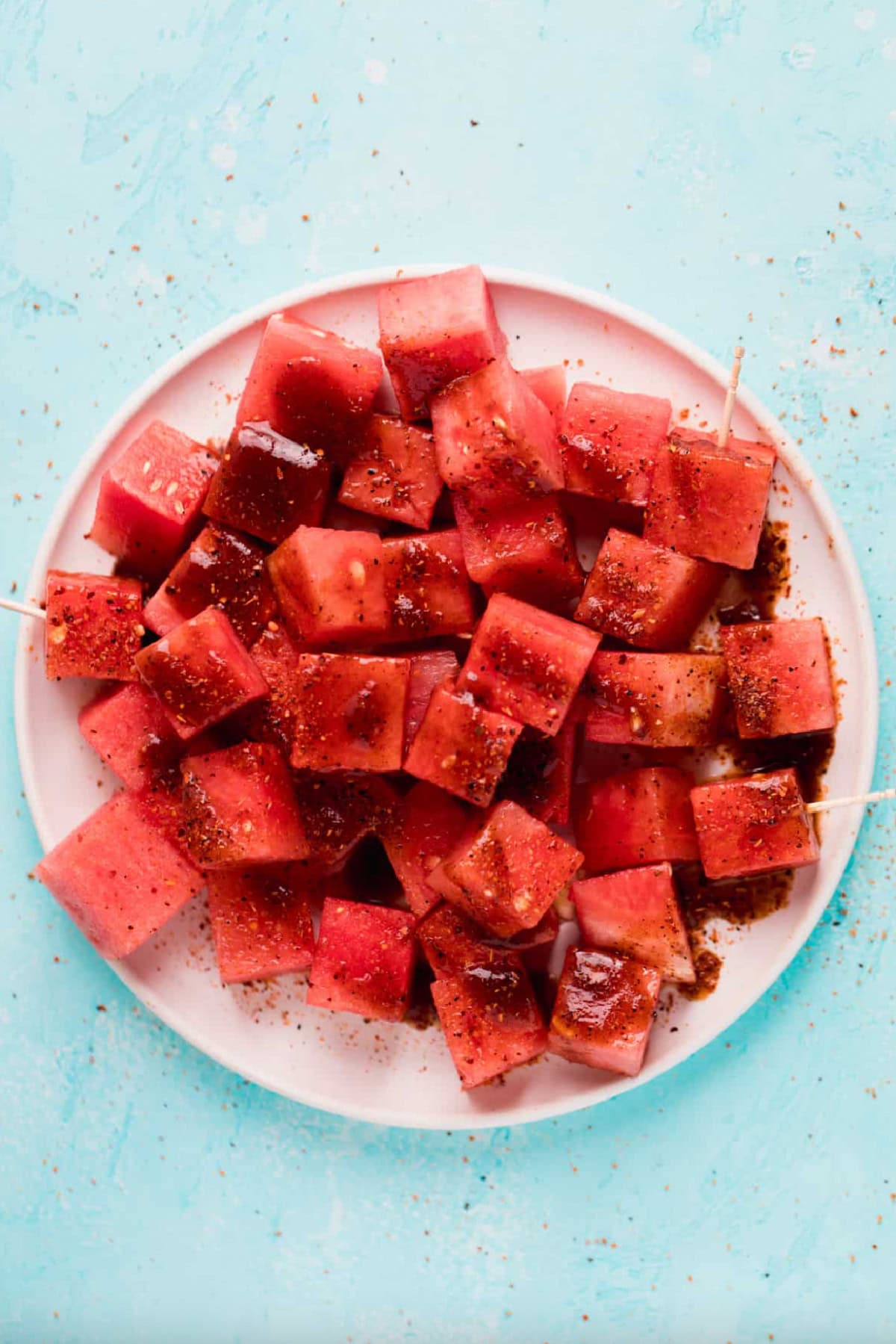 plate of watermelon with tajin