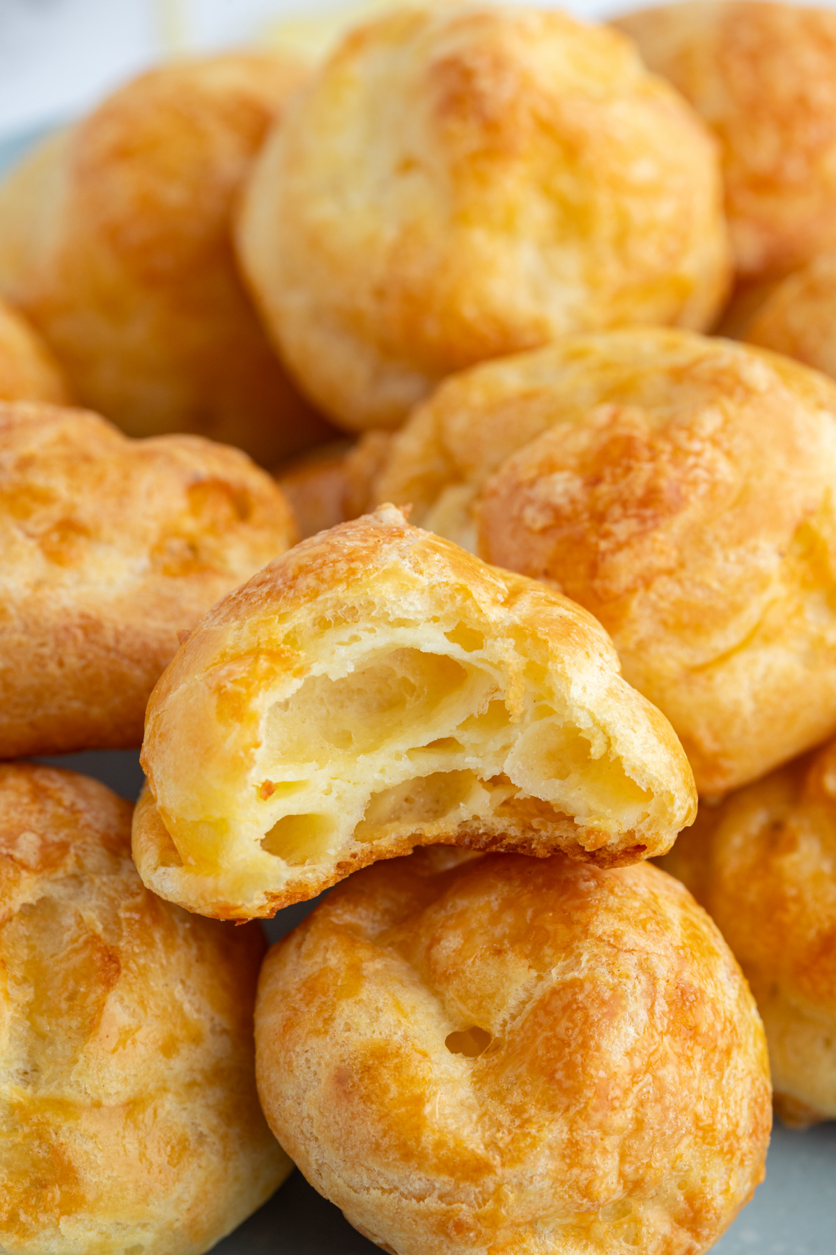 pile of gougeres with bite taken out