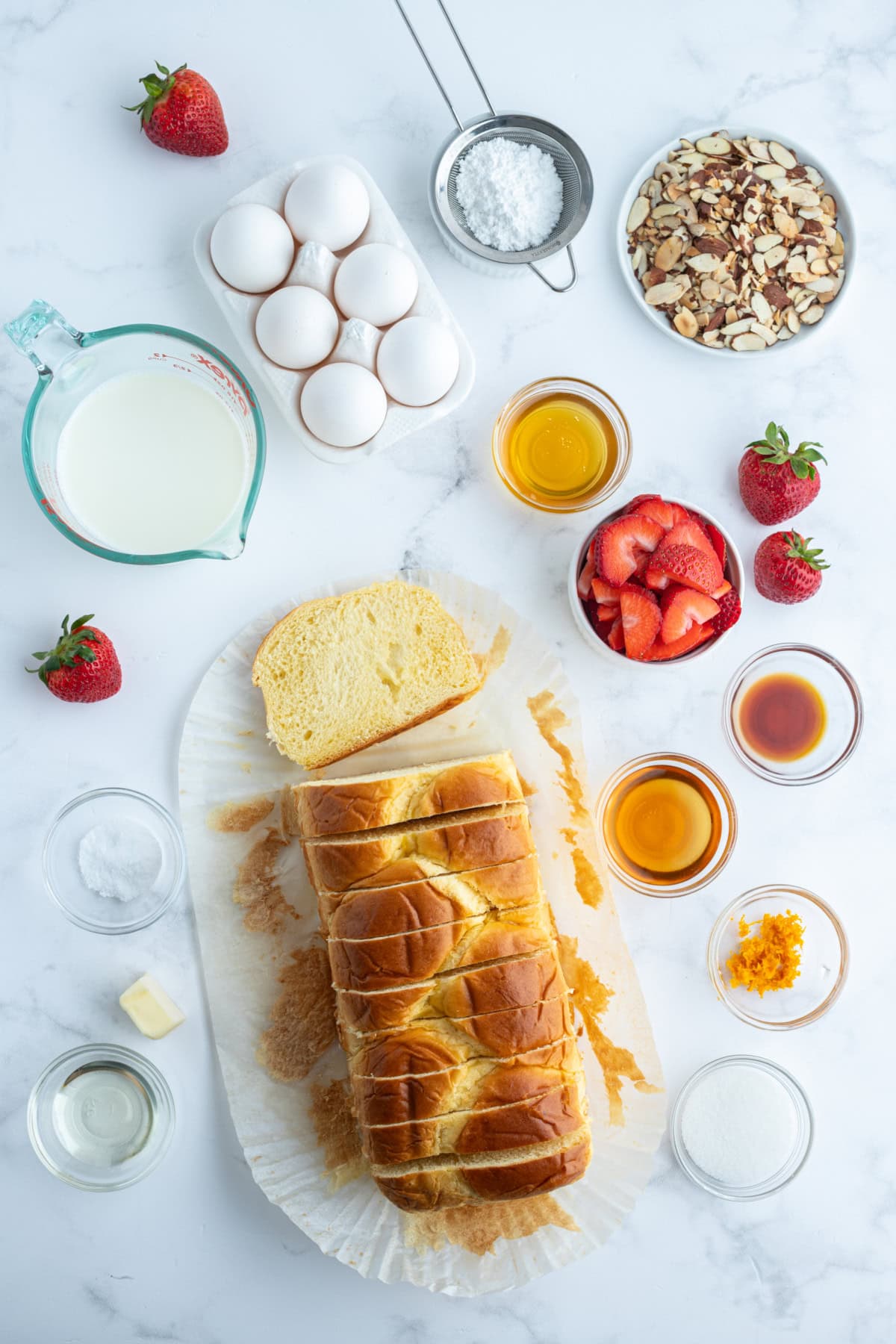 ingredients displayed for making pain perdu