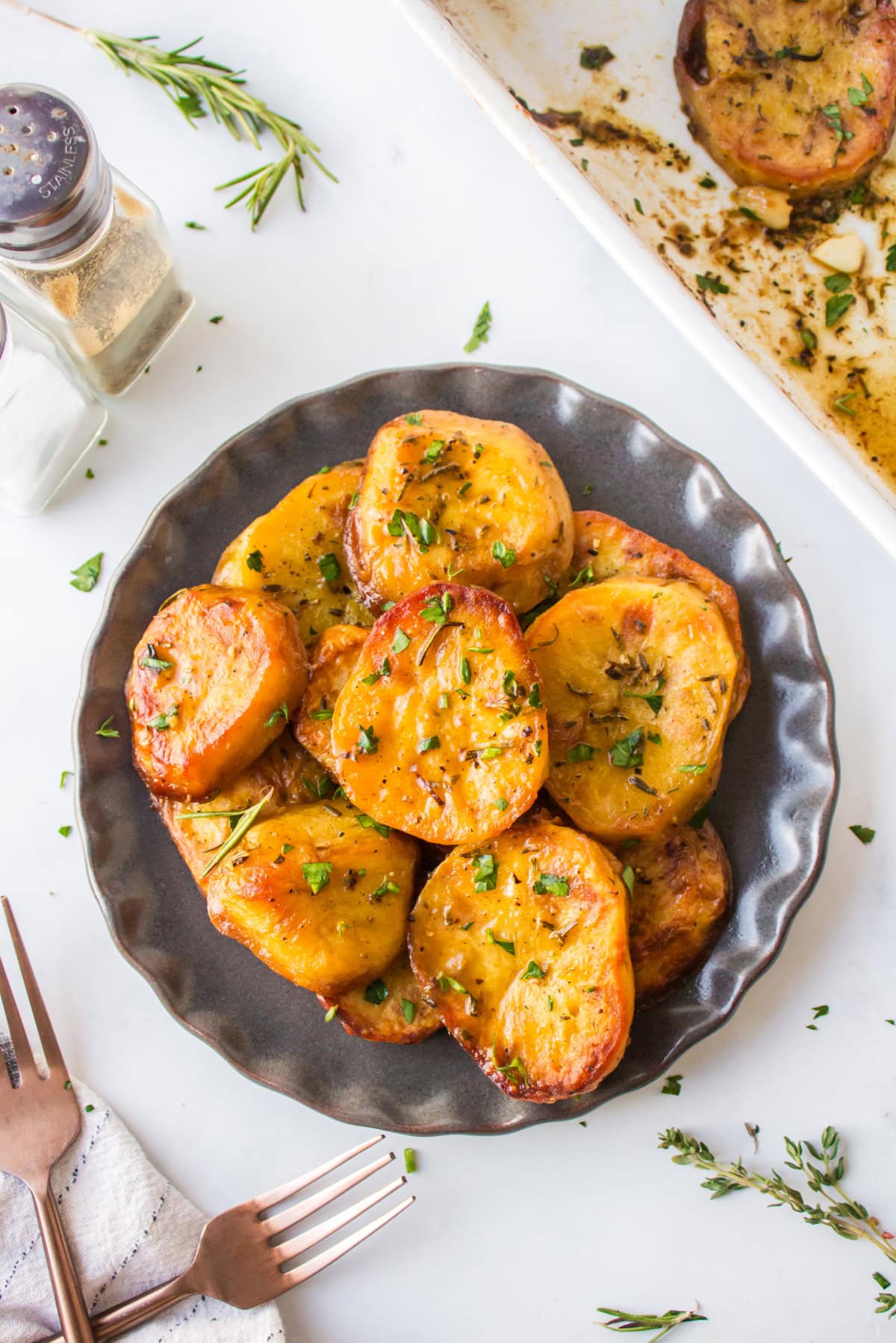 melting potatoes in a serving bowl