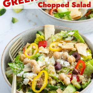 pinterest image for greek quinoa chopped salad