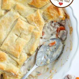 pinterest image for coq au vin pot pie