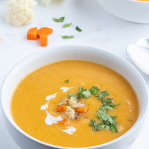 bowl of instant pot cauliflower and sweet potato soup