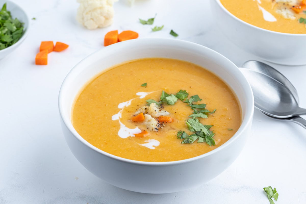 Instant Pot Cauliflower and Sweet Potato Soup