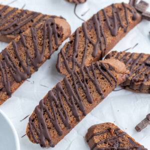 triple chocolate biscotti displayed