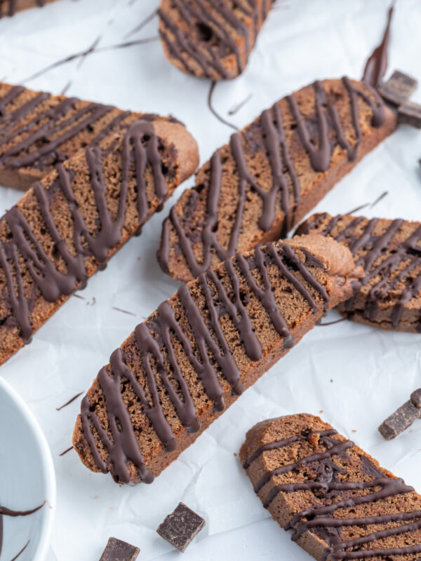 triple chocolate biscotti displayed