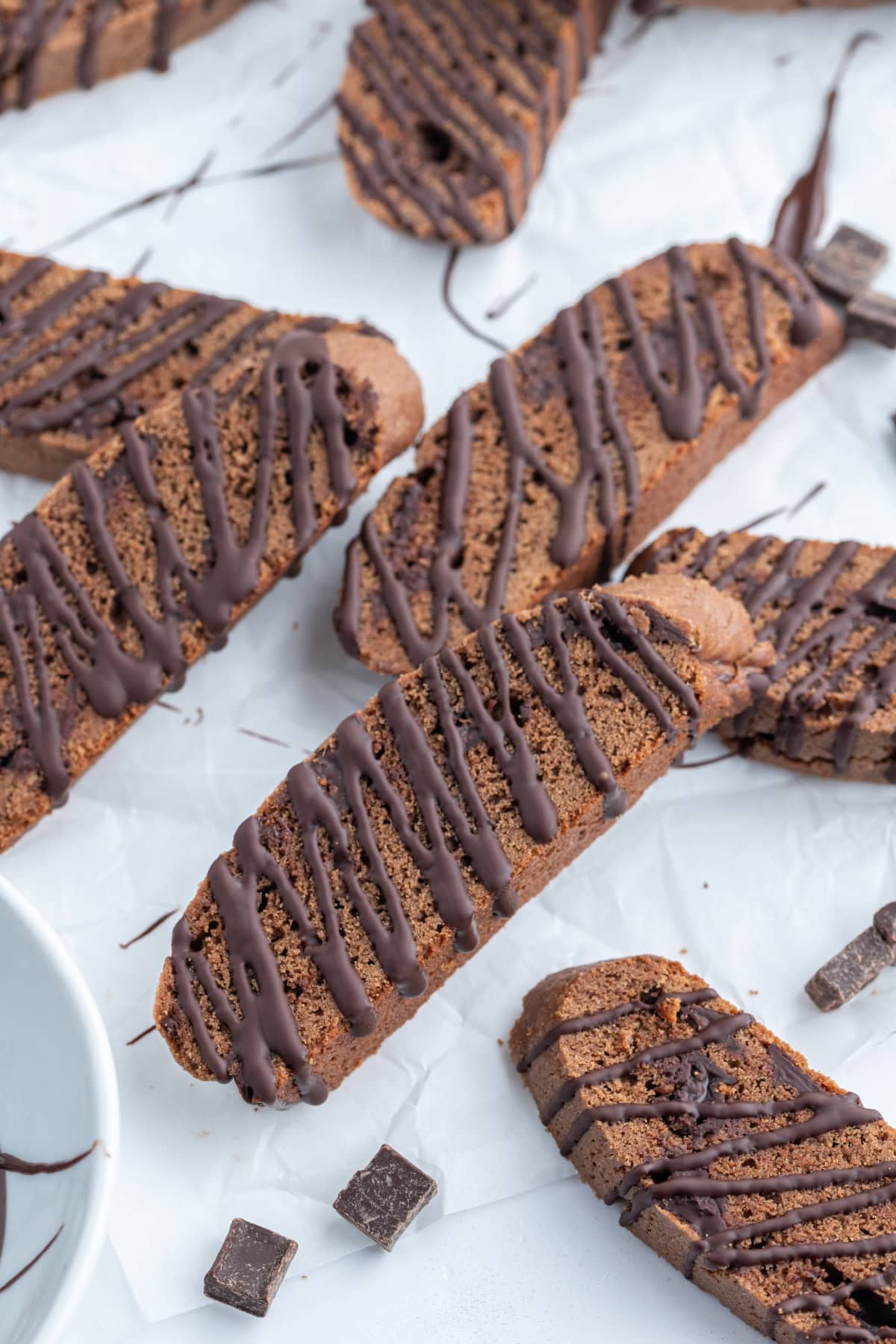 triple chocolate biscotti displayed