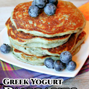 pinterest image for greek yogurt pancakes