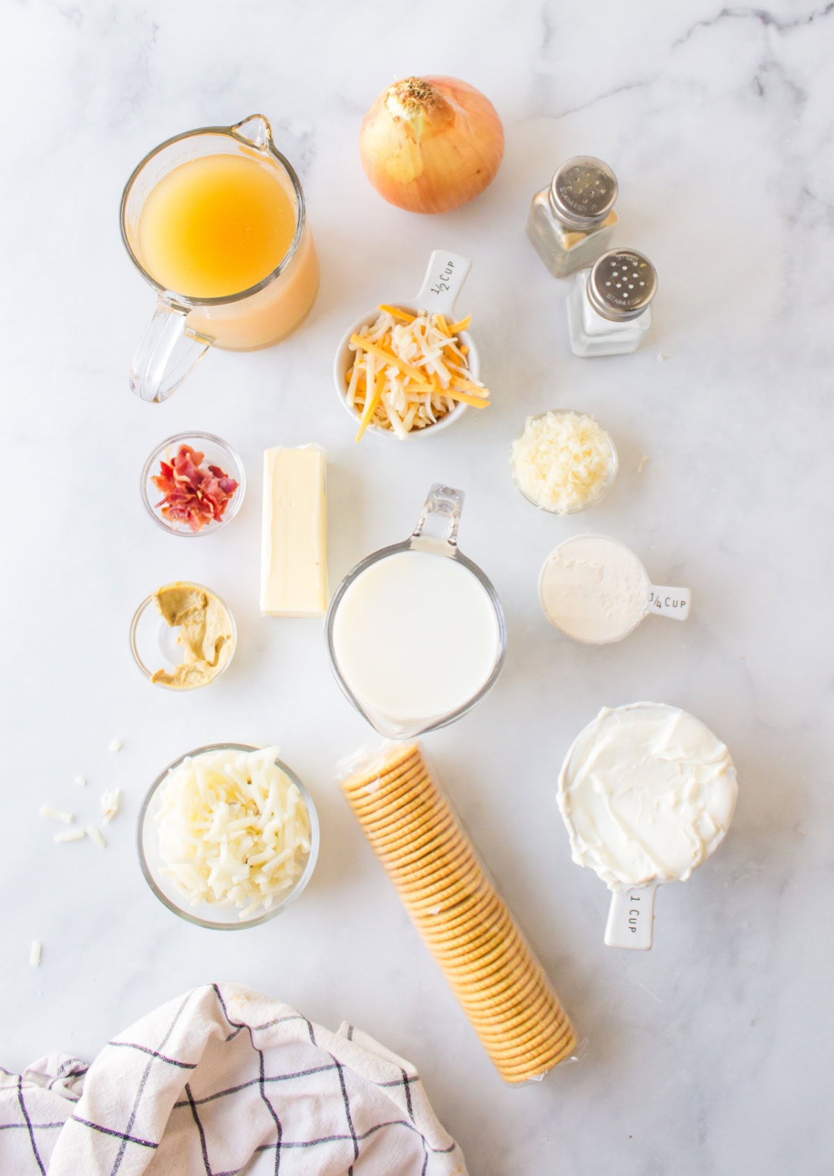 ingredients displayed for making easy funeral potatoes