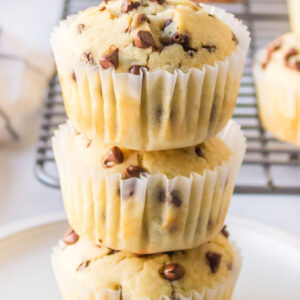 pinterest image for chocolate chip muffins