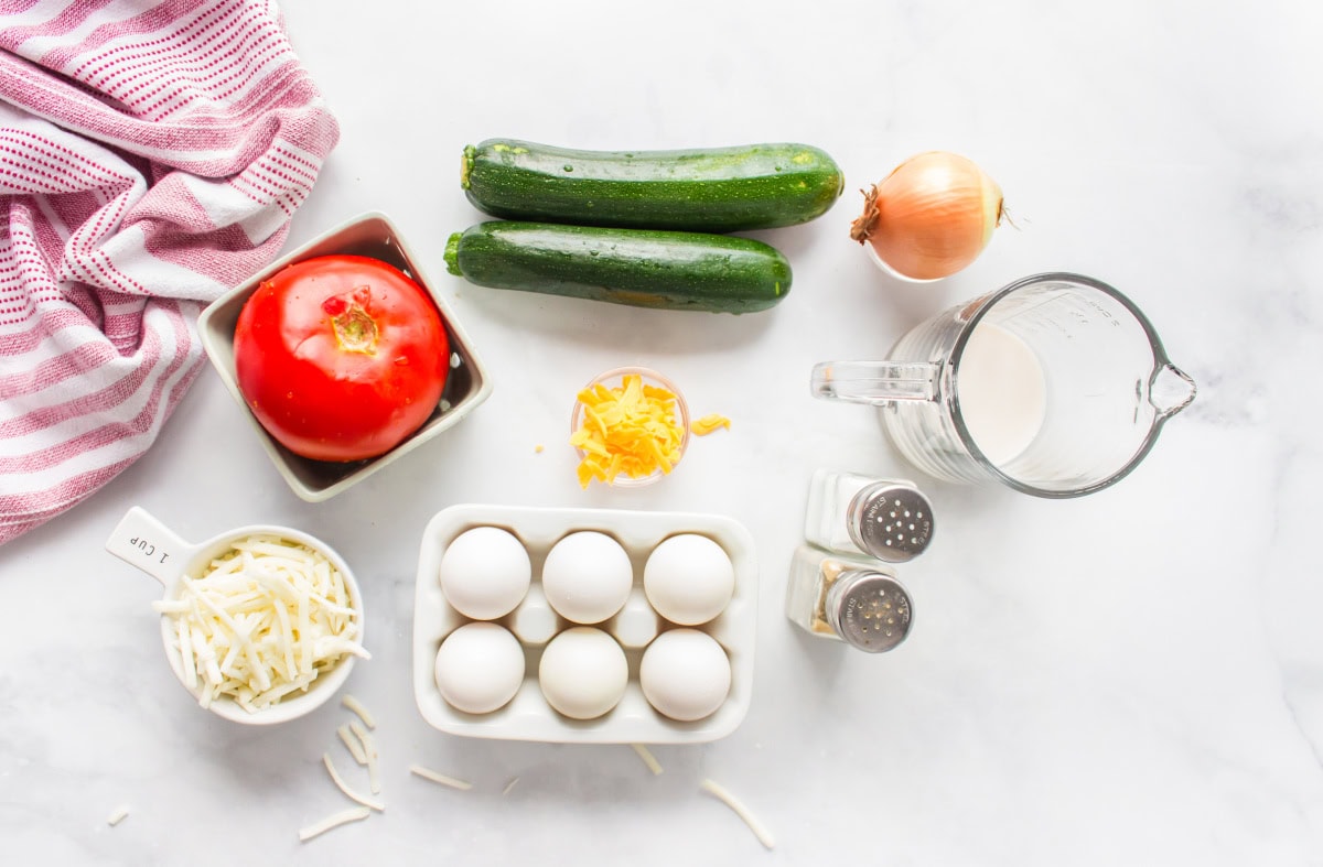 ingredients displayed for making hash brown frittata