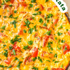 pinterest image for hash brown frittata