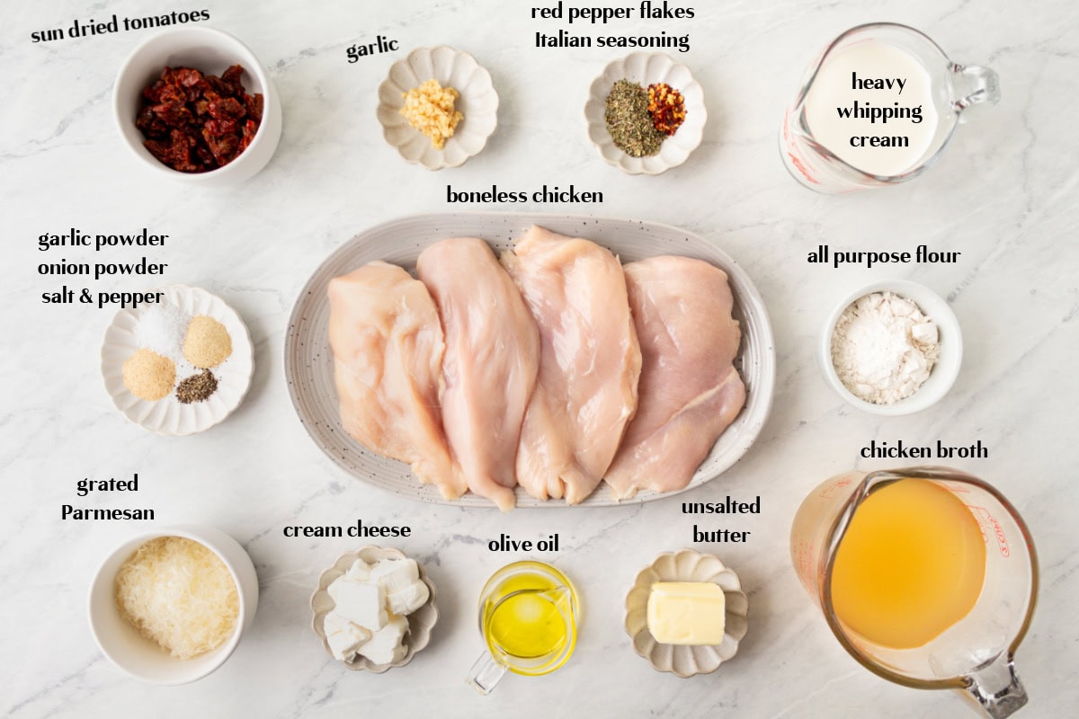 ingredients displayed for making marry me chicken